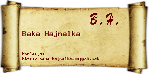 Baka Hajnalka névjegykártya
